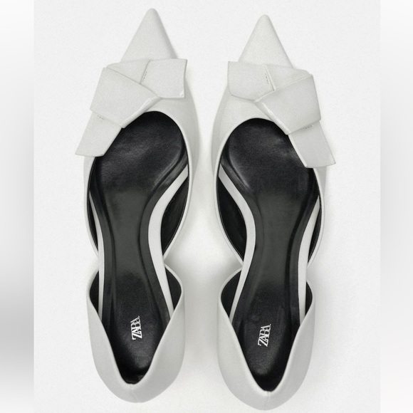 Zara heeled pump with bow White NWT - Picture 5 of 5